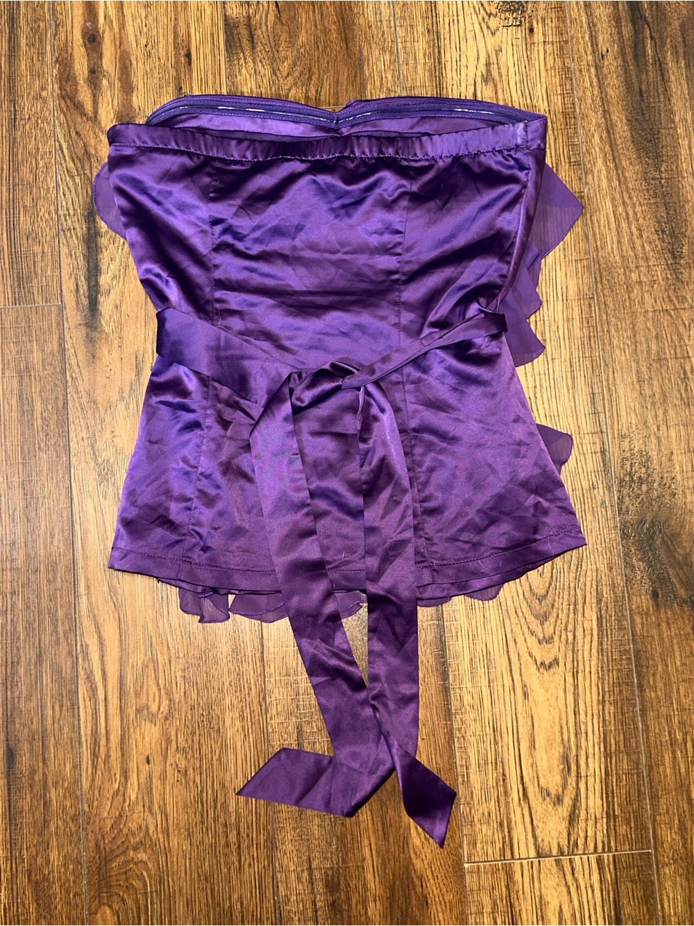 Women's Purple Ruffled Strapless Top - Picture 3 of 4